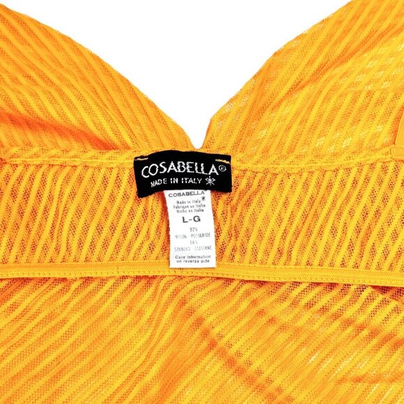 Vintage Y2K COSABELLA Cami Top Sz.L Orange Mesh Lace Sheer Babydoll Summer Rave - Picture 10 of 11